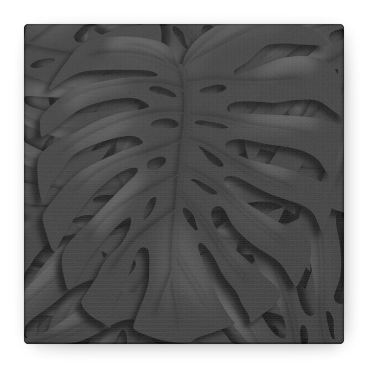 Charcoal Monstera Canvas Wall Art Matte Stretched 1.25 Inch Thick Plant Leaf Decor