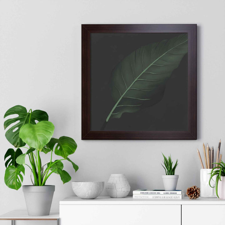 Bird Of Paradise Leaf Framed Poster Vertical Minimal Dark Green Wall Art
