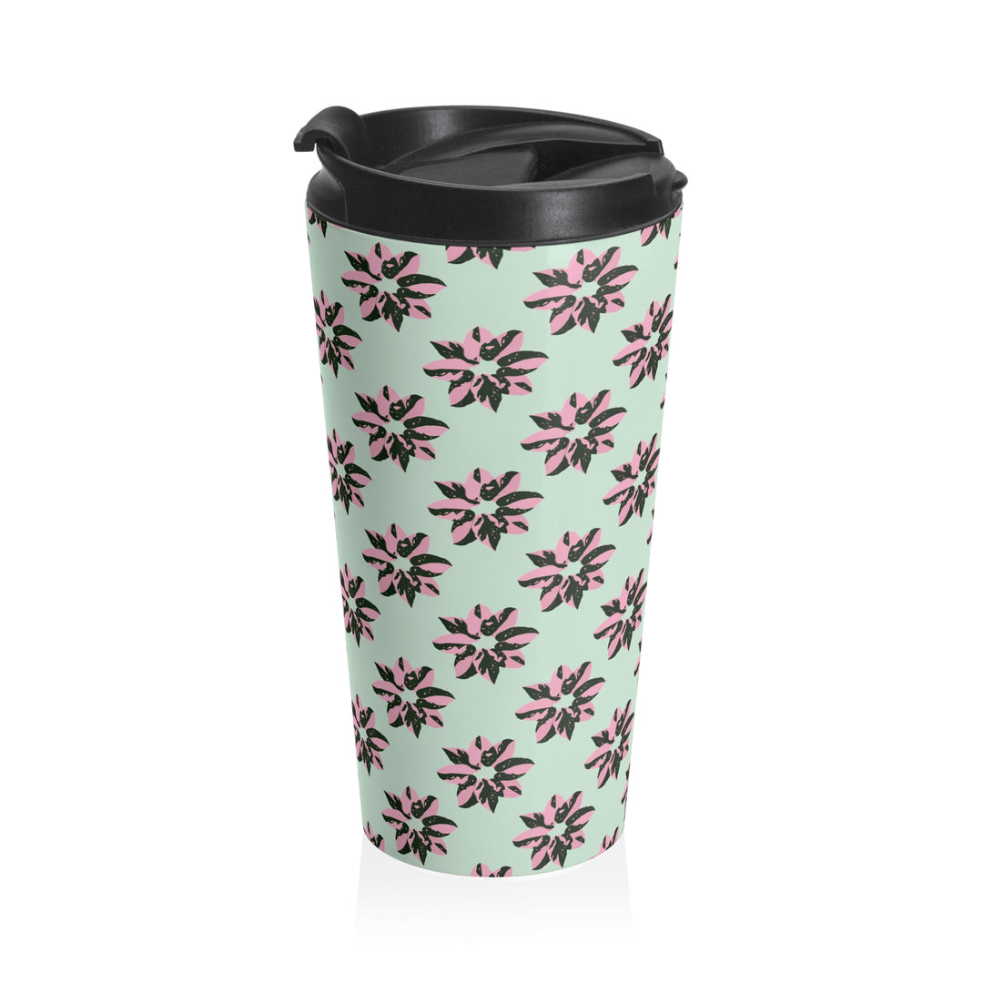 Pink Princess Philodendron 15 oz Vacuum Insulated Stainless Steel Travel Tumbler by Printify