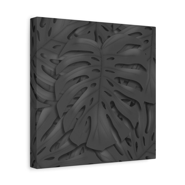 Charcoal Monstera Canvas Wall Art Matte Stretched 1.25 Inch Thick Plant Leaf Decor