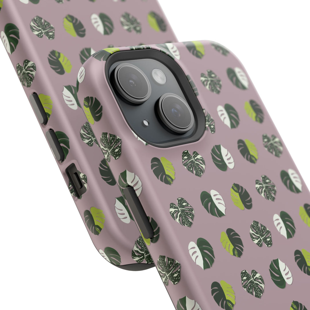 Variegated Monstera Pattern Phone Case – Dual Layer Protective Cover