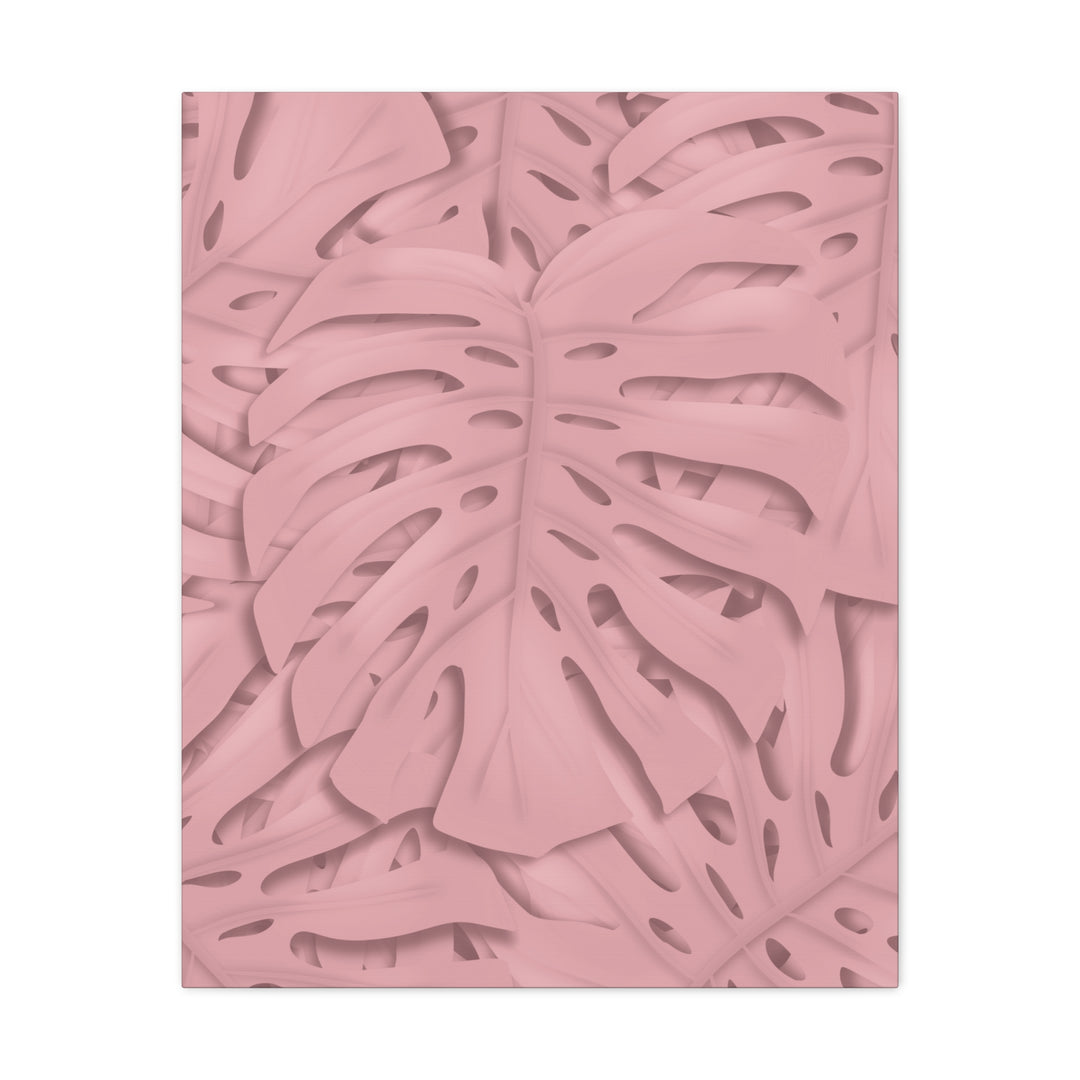 Monstera Canvas Art Soft Pink Botanical Wall Decor Matte Finish Print For Living Room