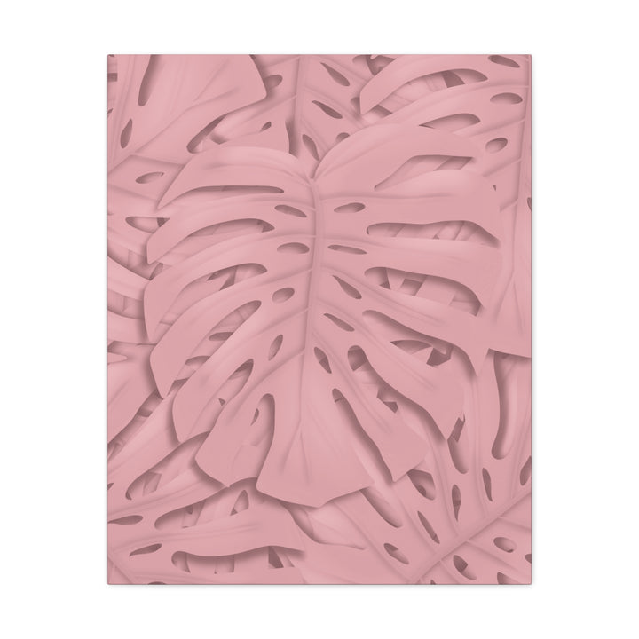 Monstera Canvas Art Soft Pink Botanical Wall Decor Matte Finish Print For Living Room