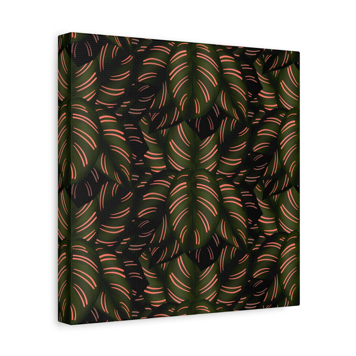 Calathea Pinstripe Canvas Print With Matte Finish Stretched Botanical Wall Art For Living Room Decor