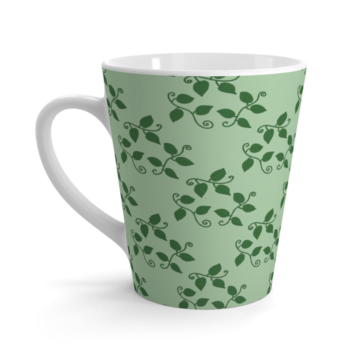 Pothos Pattern Mug With Green Vine Design 12 Oz Ceramic White Interior Easy Grip Handle Scratch Resistant Finish