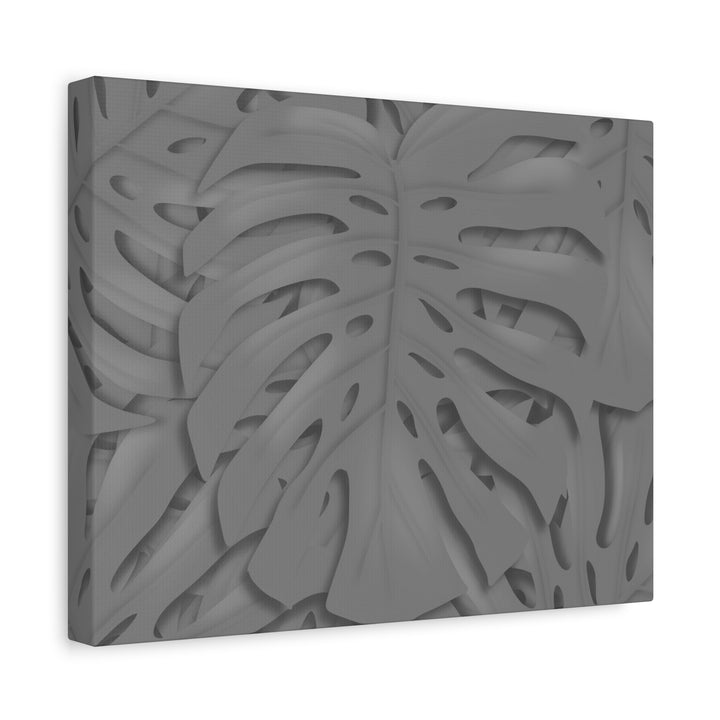 Charcoal Monstera Canvas Wall Art Matte Stretched 1.25 Inch Thick Tropical Leaf Print For Living Room Decor