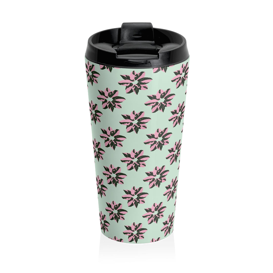 Pink Princess Philodendron 15 oz Vacuum Insulated Stainless Steel Travel Tumbler by Printify