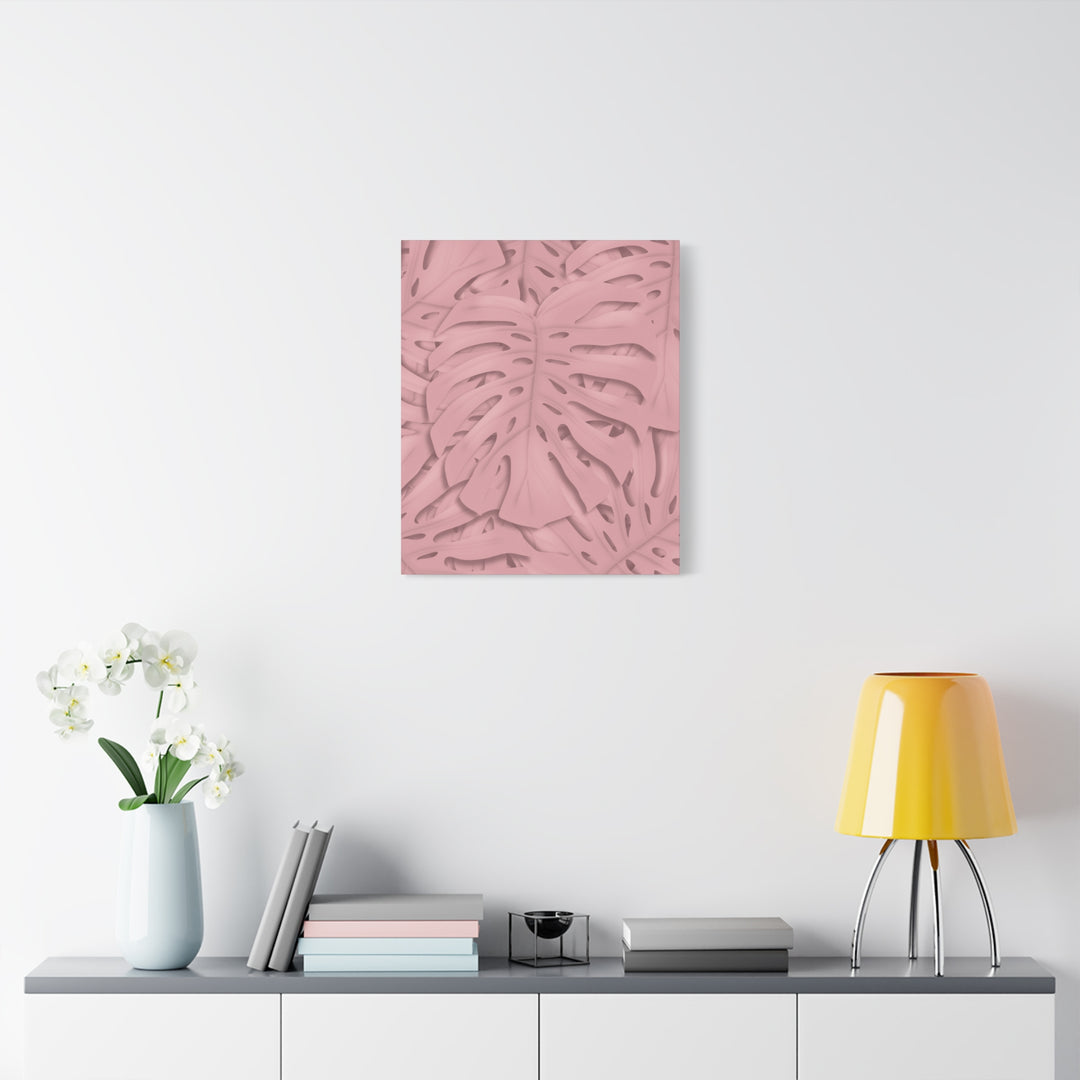 Monstera Canvas Art Soft Pink Botanical Wall Decor Matte Finish Print For Living Room