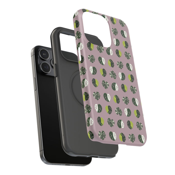 Variegated Monstera Pattern Phone Case – Dual Layer Protective Cover