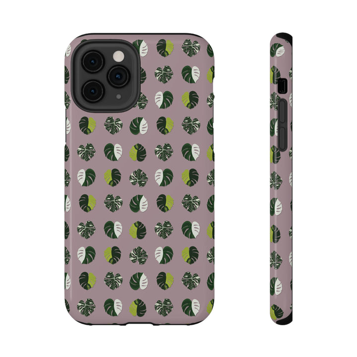 Variegated Monstera Pattern Phone Case – Dual Layer Protective Cover