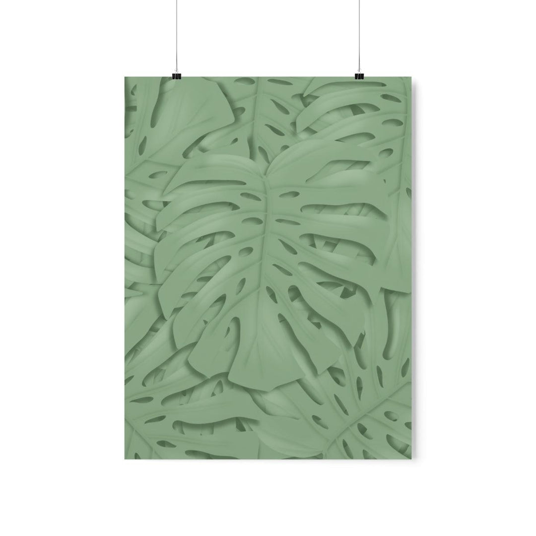 Sage Green Monstera Botanical Print – Unframed Wall Art - The Potted Pixel