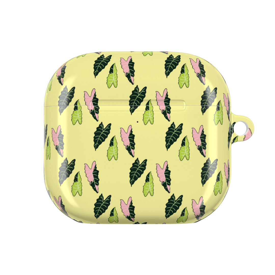 Alocasia Pattern AirPods Case Botanical Plant Themed Protective Case with Carabiner