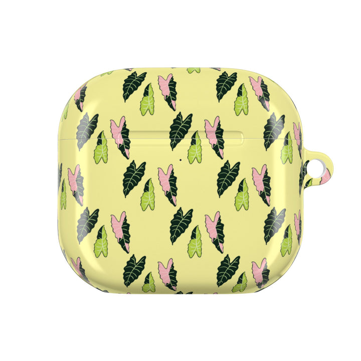 Alocasia Pattern AirPods Case Botanical Plant Themed Protective Case with Carabiner