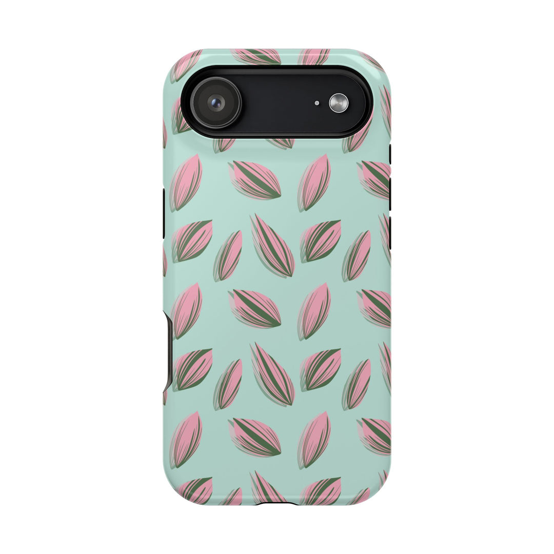 Tradescantia Nanouk Pattern Dual-Layer Impact-Resistant Phone Case Green Botanical Protective Cover