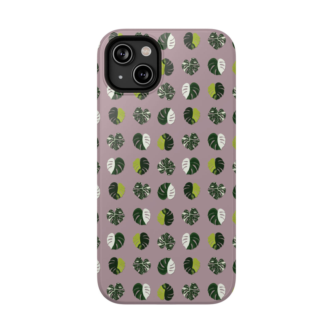 Variegated Monstera Pattern Phone Case – Dual Layer Protective Cover