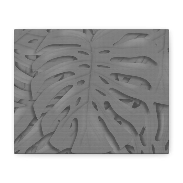 Charcoal Monstera Canvas Wall Art Matte Stretched 1.25 Inch Thick Tropical Leaf Print For Living Room Decor