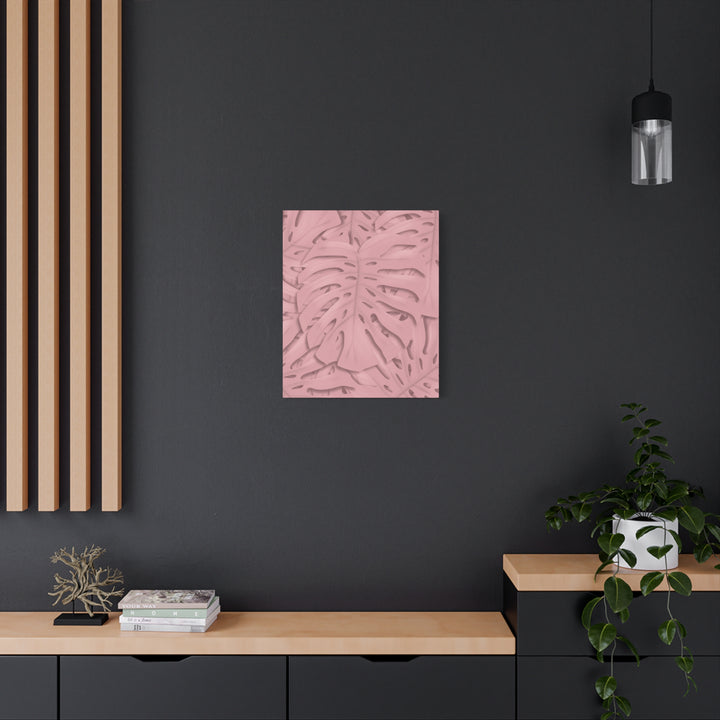 Monstera Canvas Art Soft Pink Botanical Wall Decor Matte Finish Print For Living Room