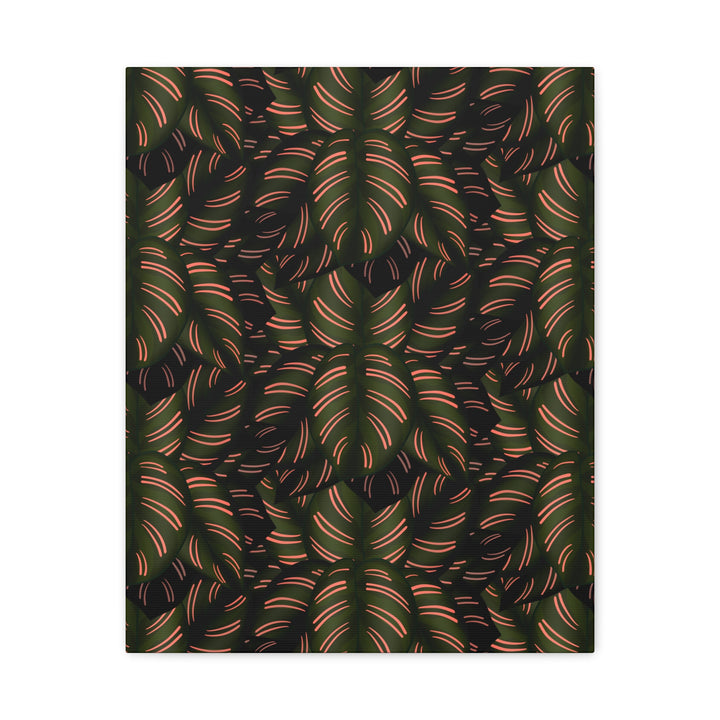Calathea Pinstripe Canvas Print With Matte Finish Stretched Botanical Wall Art For Living Room Decor