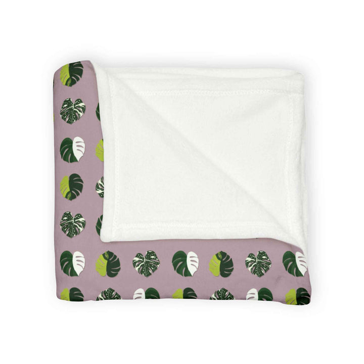 Variegated Monstera Pattern Cozy Fleece Throw Blanket
