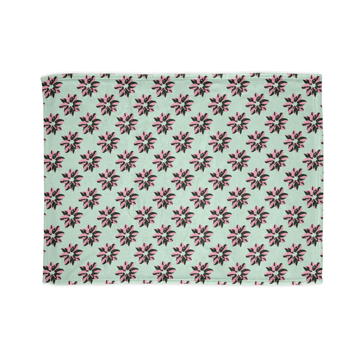Pink Princess Philodendron Pattern Cozy Fleece Throw Blanket by Printify