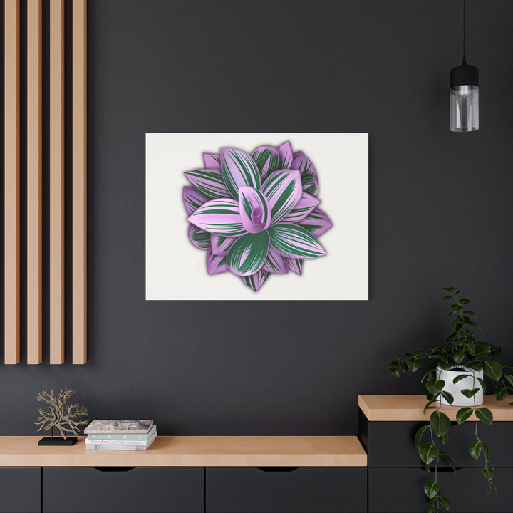 Tradescantia Nanouk Canvas Botanical Wall Art Print Pink Green Foliage On Stretched Cotton Canvas