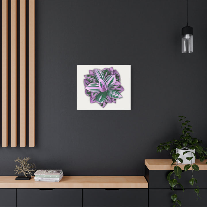 Tradescantia Nanouk Canvas Botanical Wall Art Print Pink Green Foliage On Stretched Cotton Canvas