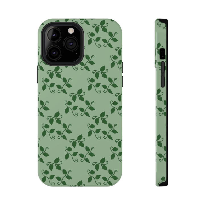 Pothos Pattern Impact Resistant Phone Case Green Botanical Protective Cover Full Wrap Print With Wireless Charging