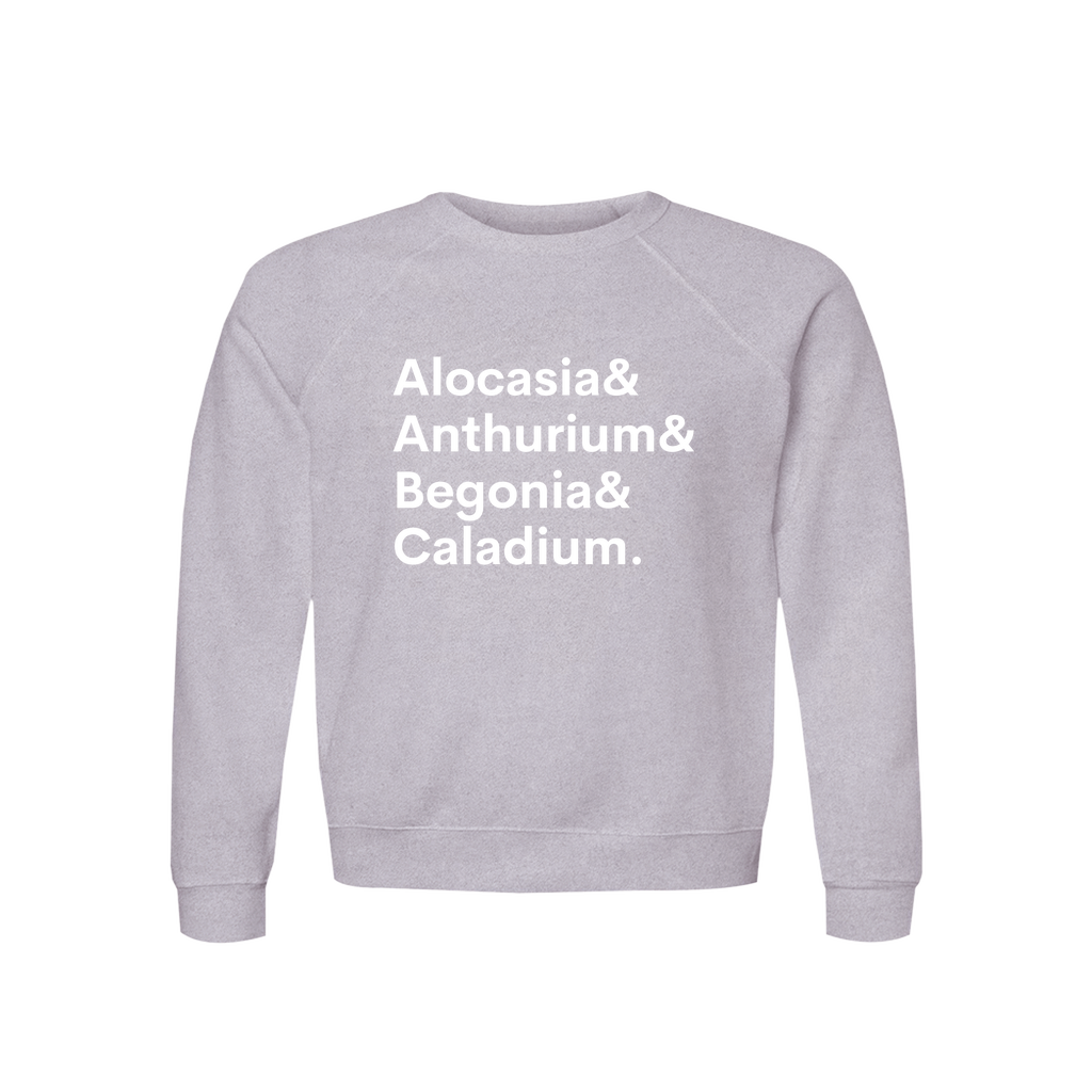 Potted Pixel Plant Lover Sweatshirt Organic Cotton Raglan Alocasia Anthurium Caladium Begonia Botanical for Plant Lovers