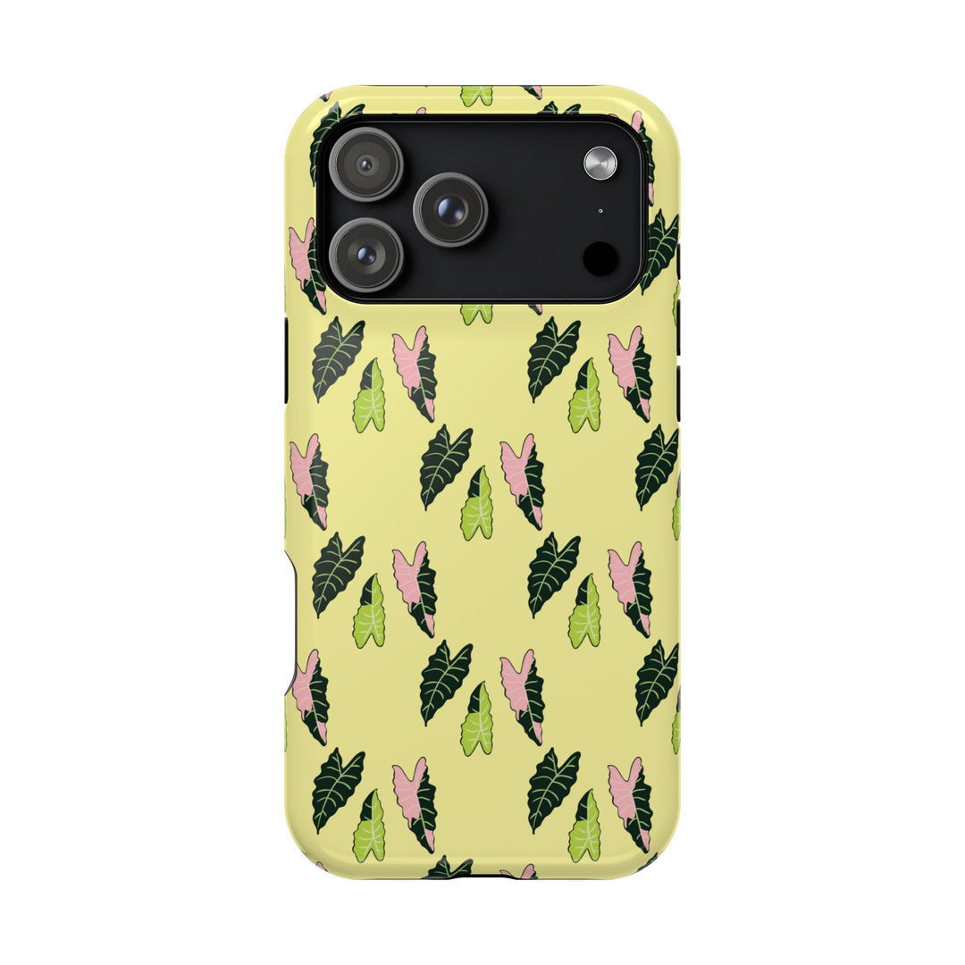 Alocasia Pattern Impact Resistant Phone Case Botanical Cover Full Wrap Print Wireless Charging