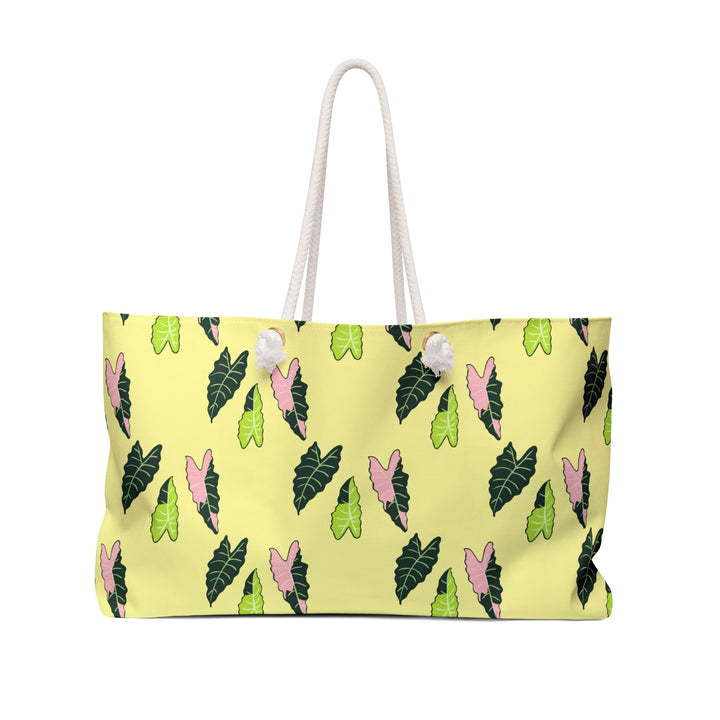 Alocasia Pattern Weekender Tote Bag All Over Print Durable Rope Handles For Beach Weekend Getaway The Potted Pixel