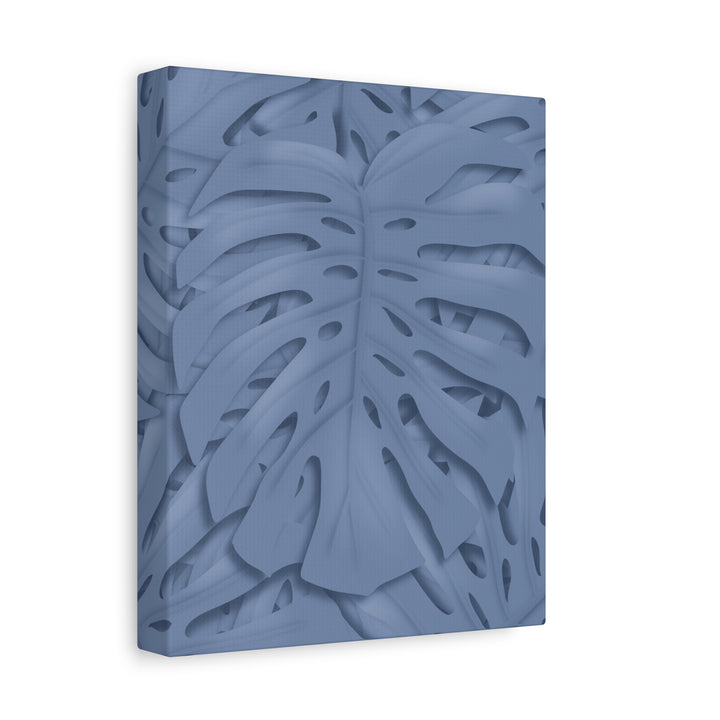 Monstera Canvas Art Blue Tropical Leaf Wall Art on Matte Cotton Canvas Print by The Potted Pixel
