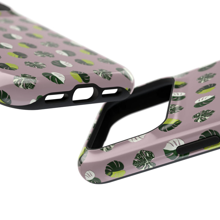 Variegated Monstera Pattern Phone Case – Dual Layer Protective Cover