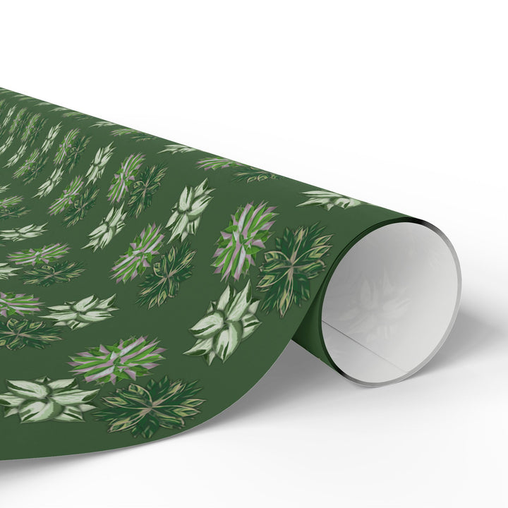 Green Floral Wrapping Paper Roll — Elegant Botanical Gift Wrap for Holidays & Special Occasions