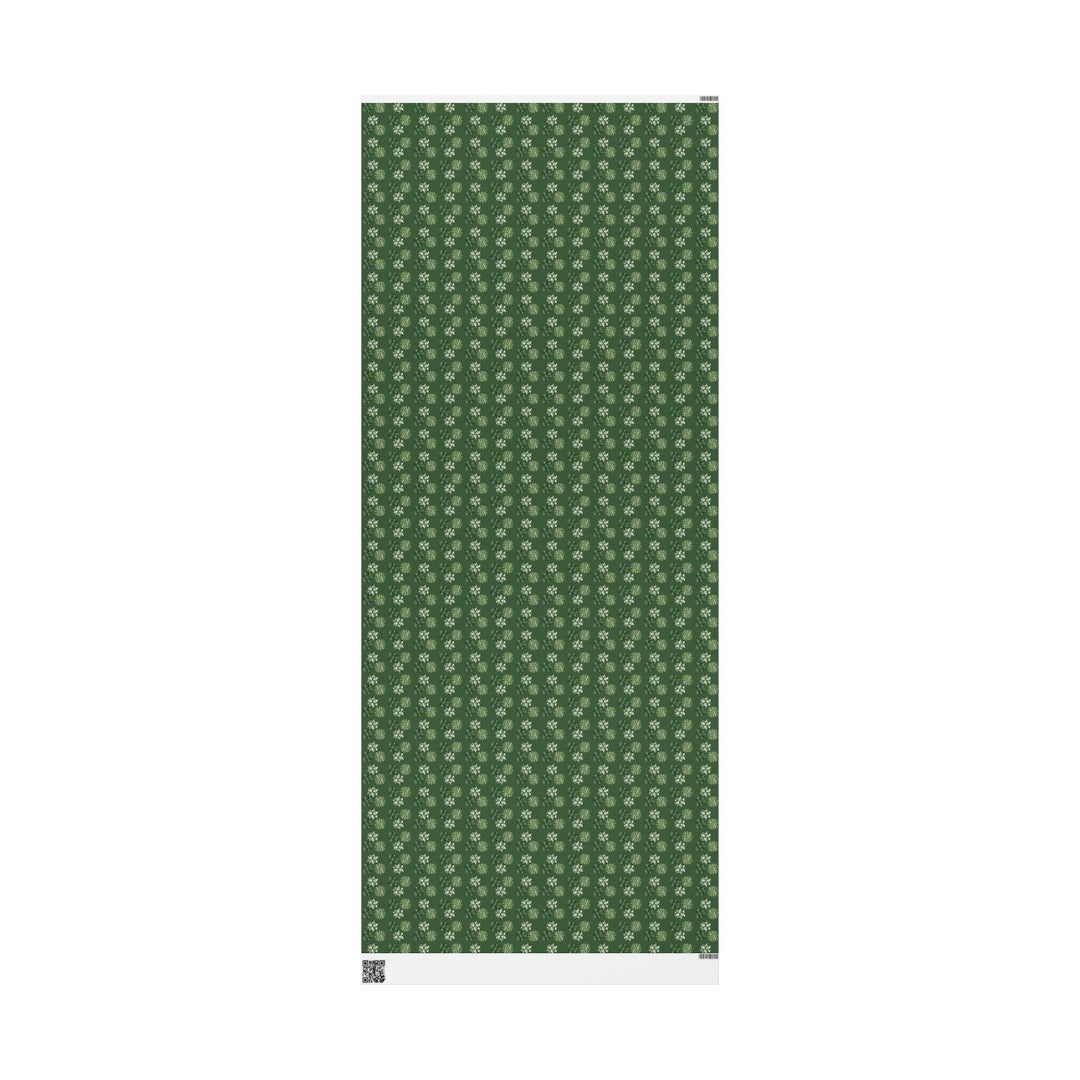 Green Floral Wrapping Paper Roll — Elegant Botanical Gift Wrap for Holidays & Special Occasions