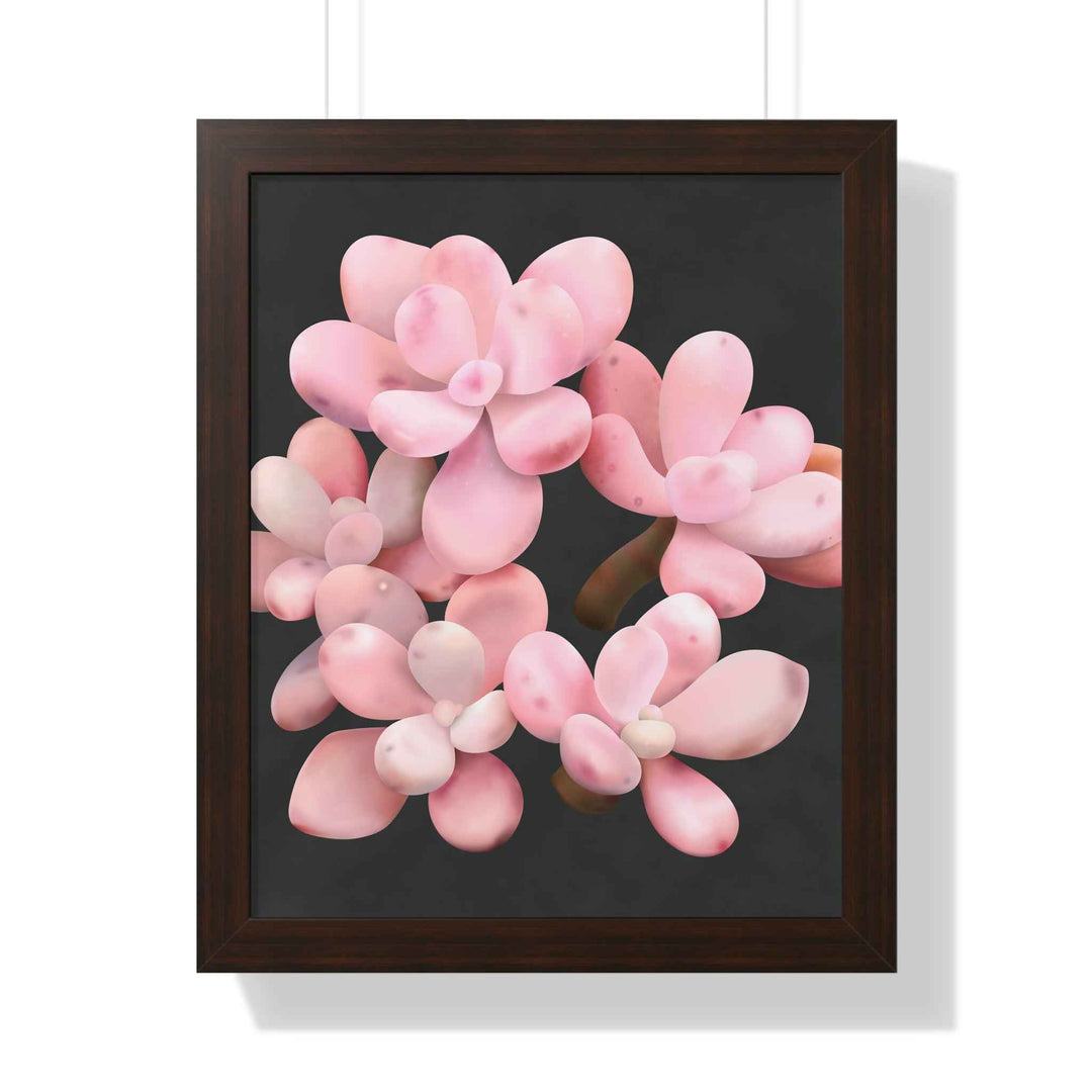 Pink Moonstone Succulent Framed Poster Vertical Botanical Wall Art