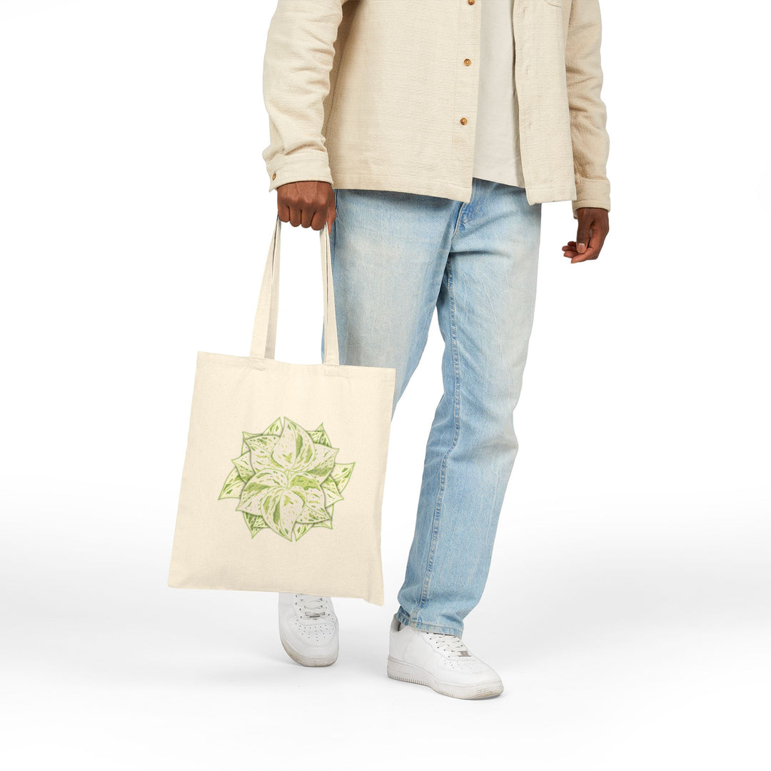 Cotton Tote Bag Snow Queen White Foliage Design Durable Canvas With 20 Inch Handles Ideal Everyday Carry