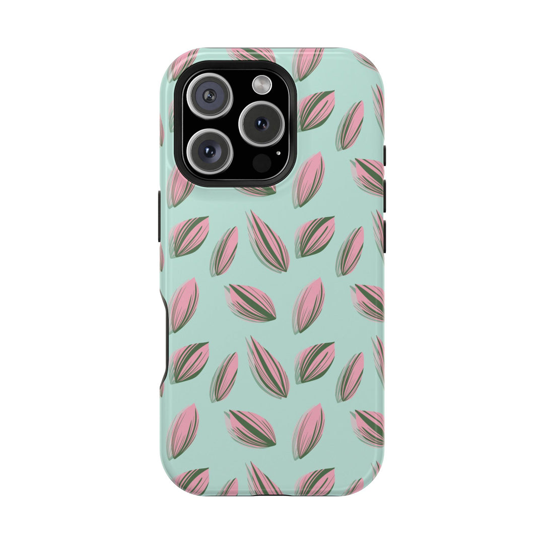 Tradescantia Nanouk Pattern Dual-Layer Impact-Resistant Phone Case Green Botanical Protective Cover