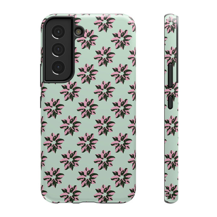 Pink Princess Philodendron Pattern Phone Case – Dual Layer Protective Cover by Printify