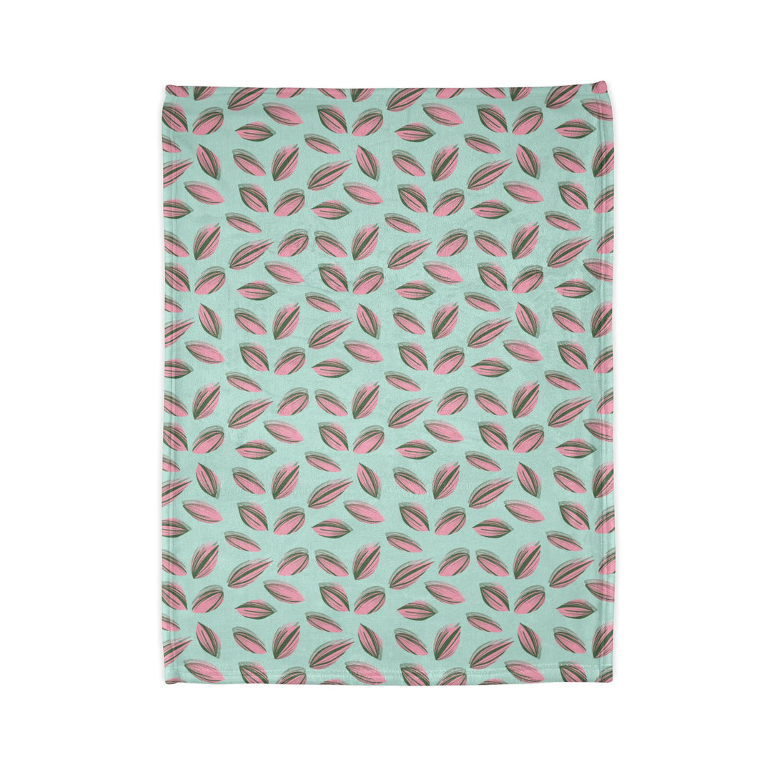 Tradescantia Nanouk Pattern Cozy Fleece Throw Blanket by Printify