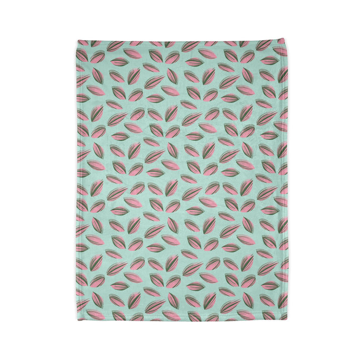 Tradescantia Nanouk Pattern Cozy Fleece Throw Blanket by Printify