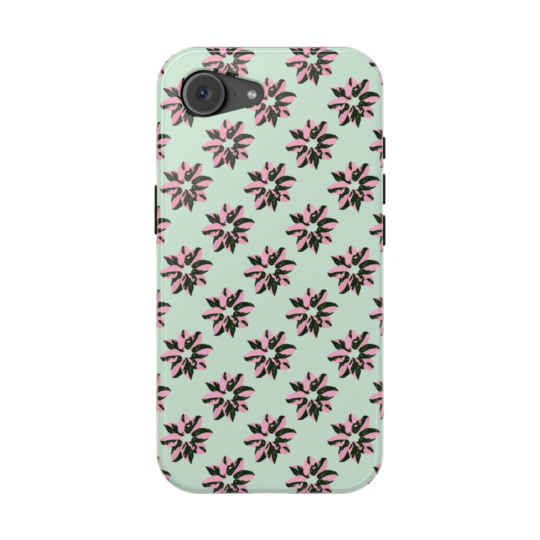 Pink Princess Philodendron Pattern Phone Case – Dual Layer Protective Cover