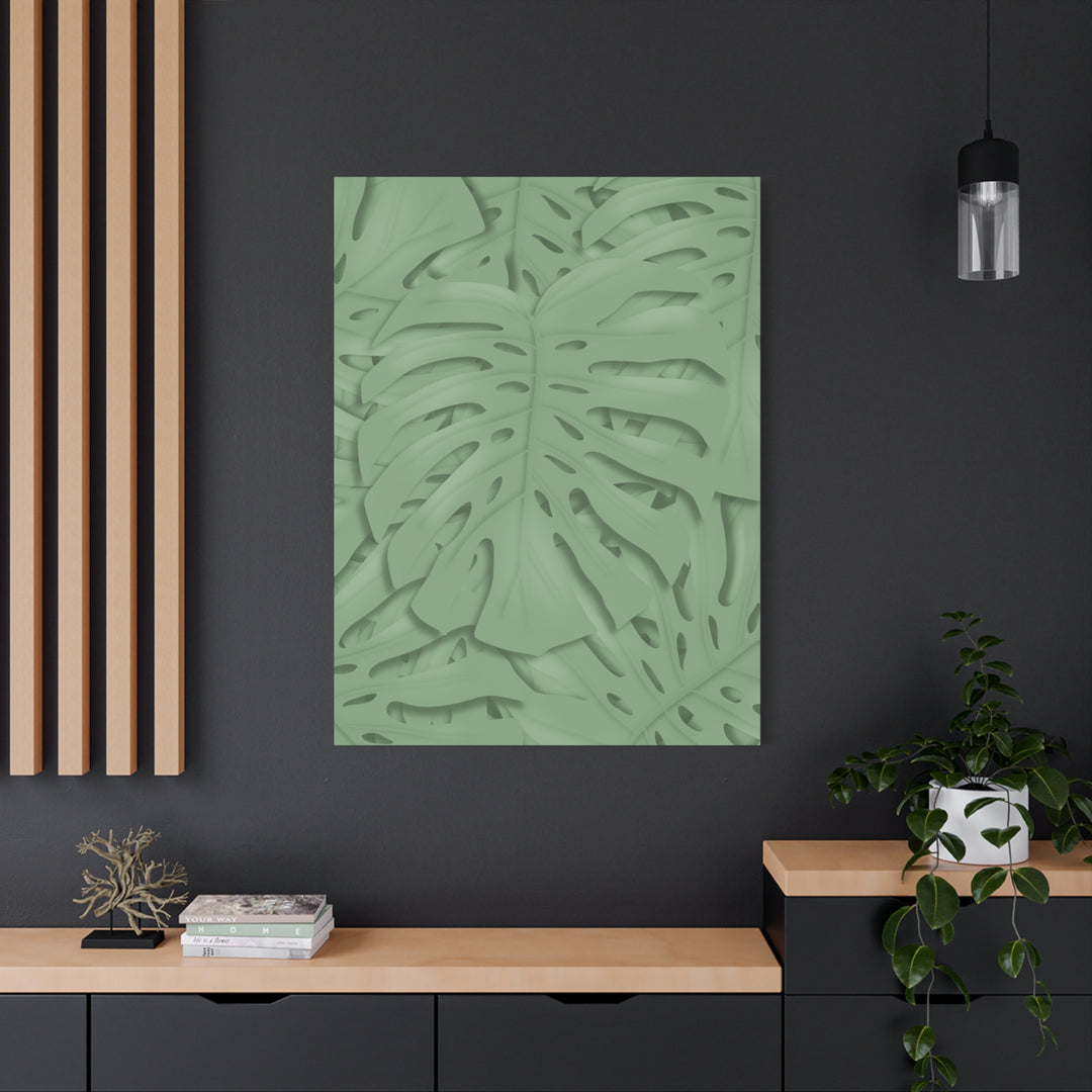Monstera Canvas Art The Potted Pixel 24x36 Inches Matte Finish Wall Decor Botanical Green Leaf Print