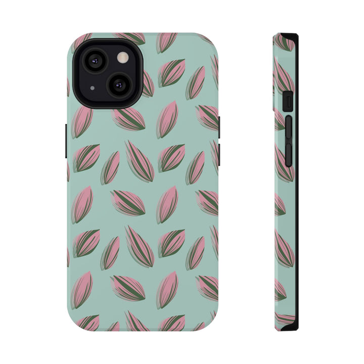 Tradescantia Nanouk Pattern Dual-Layer Impact-Resistant Phone Case Green Botanical Protective Cover