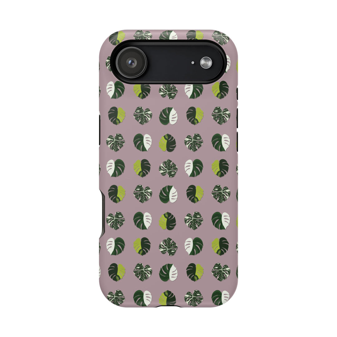 Variegated Monstera Pattern Phone Case – Dual Layer Protective Cover