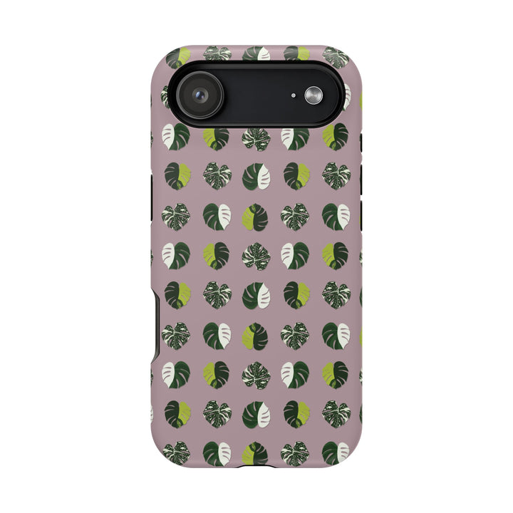 Variegated Monstera Pattern Phone Case – Dual Layer Protective Cover