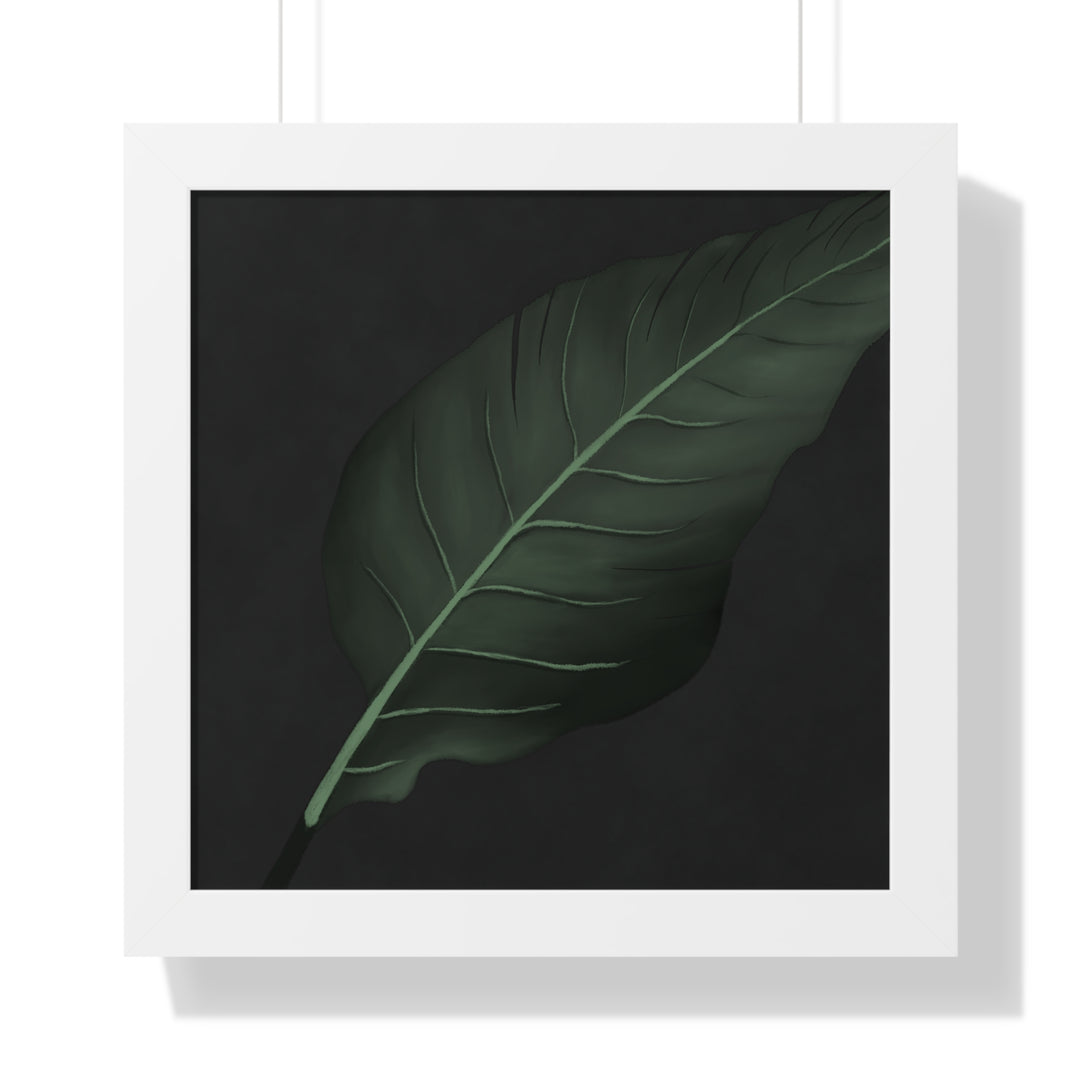 Bird Of Paradise Leaf Framed Poster Vertical Minimal Dark Green Wall Art