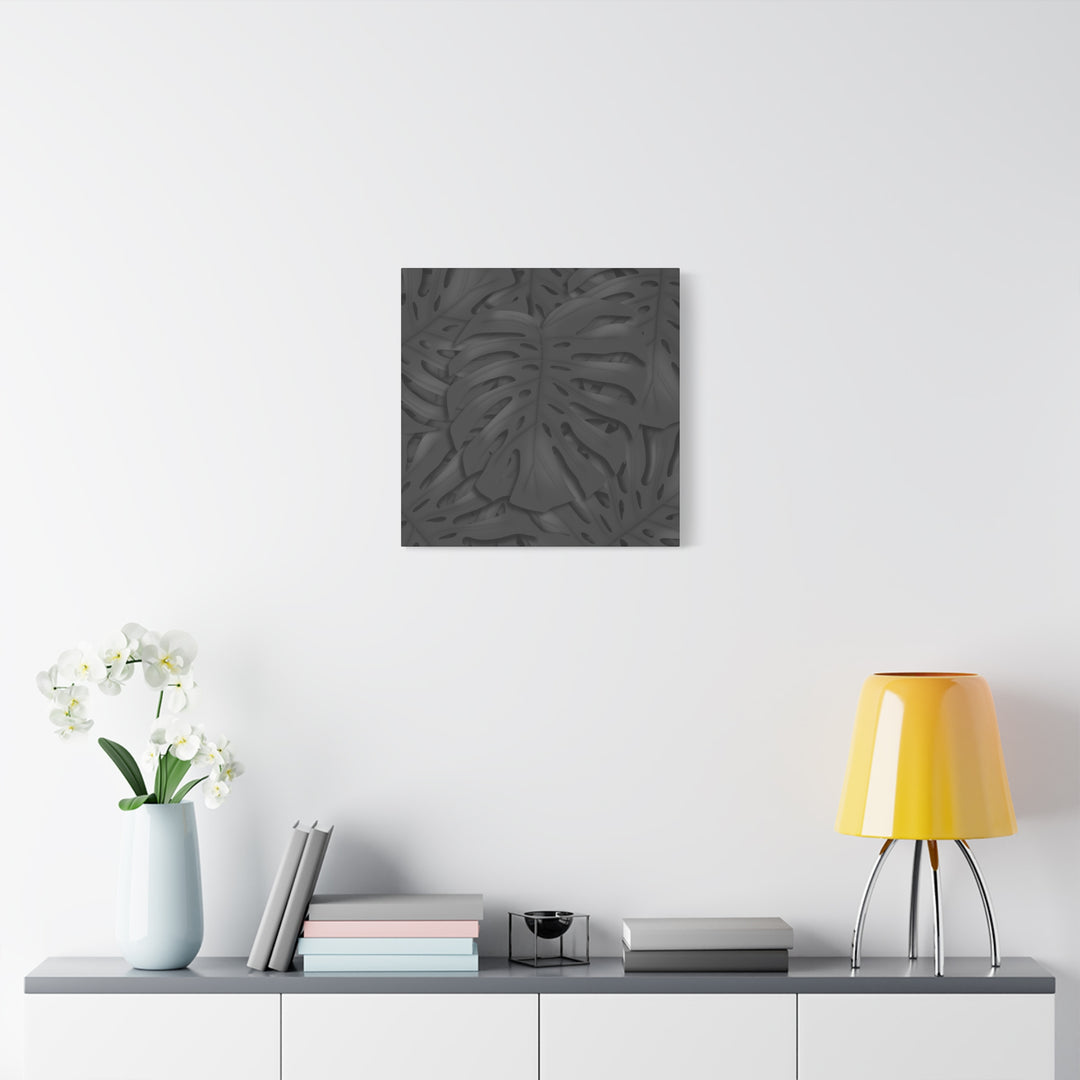 Charcoal Monstera Canvas Wall Art Matte Stretched 1.25 Inch Thick Plant Leaf Decor