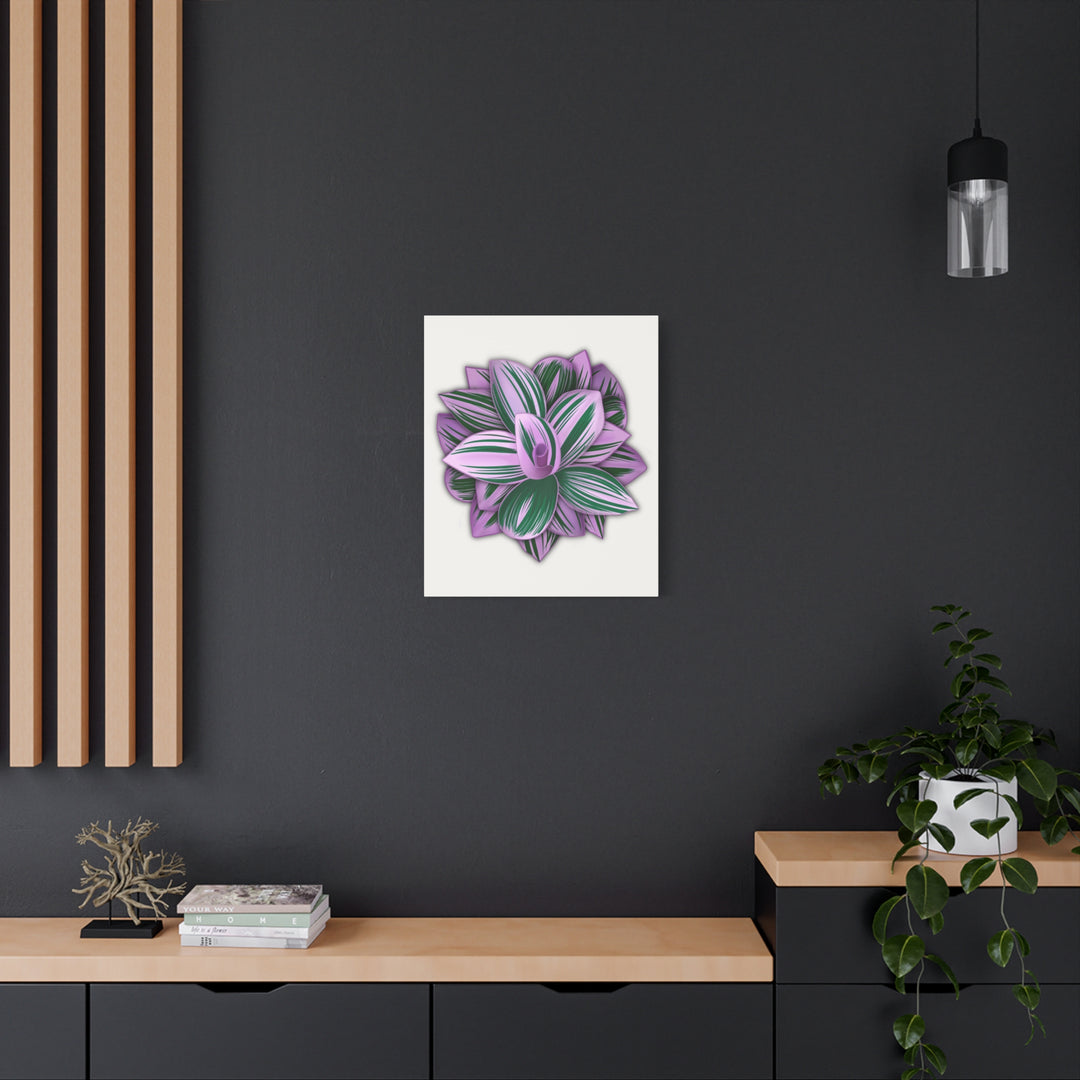 Tradescantia Nanouk Canvas Botanical Wall Art Print Pink Green Foliage On Stretched Cotton Canvas