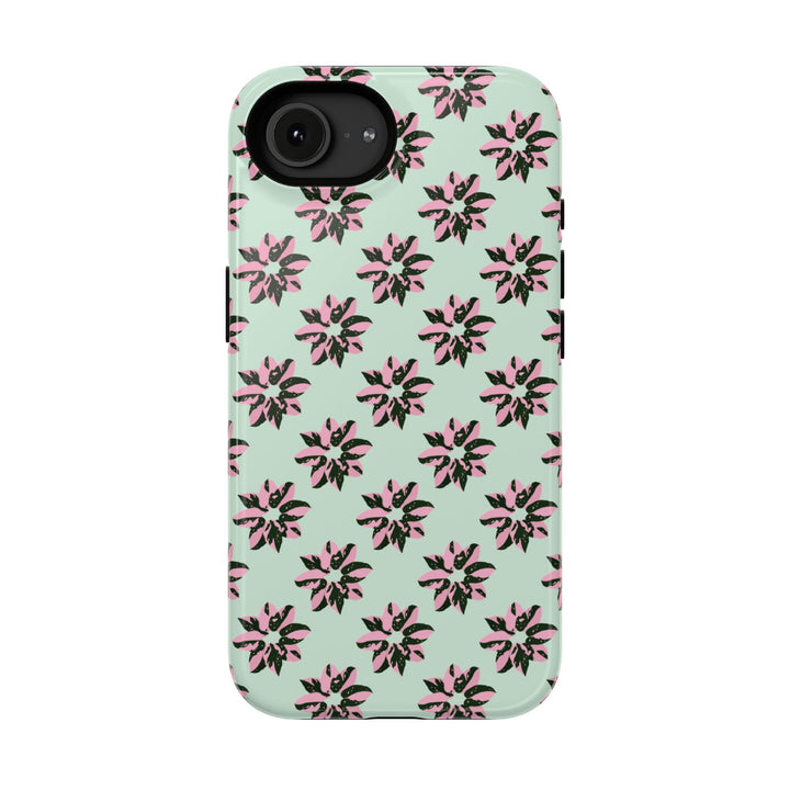 Pink Princess Philodendron Pattern Phone Case – Dual Layer Protective Cover