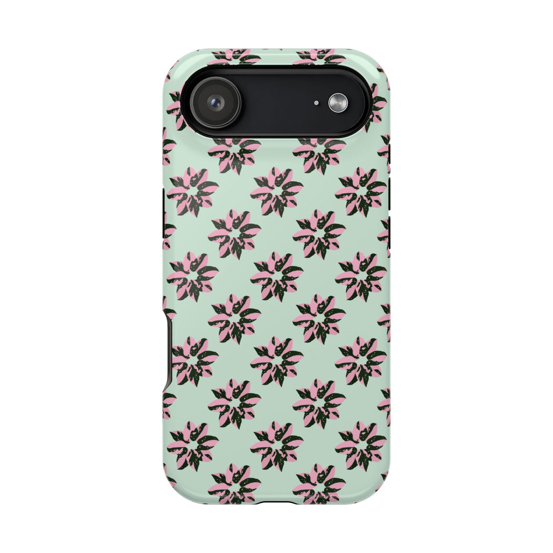 Pink Princess Philodendron Pattern Phone Case – Dual Layer Protective Cover by Printify